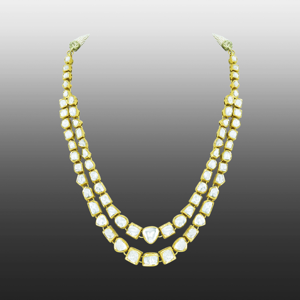 Twin-Line Necklace with Unshaped Polki Diamonds
